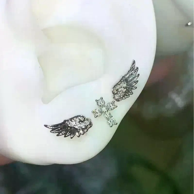 Luxury Lifestyle Jewelry - Серьги-крестики с ангельскими крыльями, роскошные винтажные